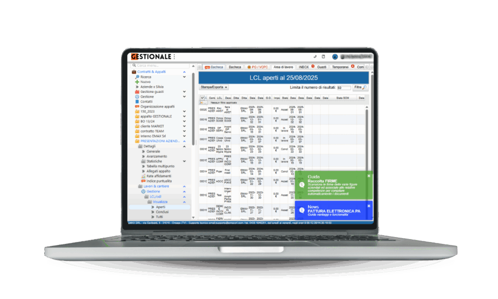 Emax Collavoro Gestionale schermata pc nuova